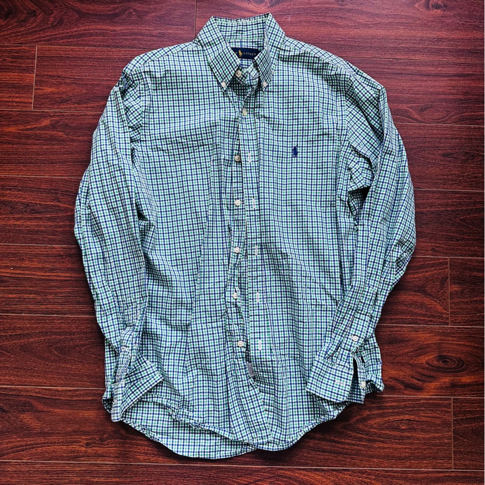 Ralph Lauren Green Plaid Casual Button Down Shirt
